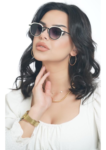 s Oval Krem Kemik Çerçeve Unisex Güneş Gözlüğü fiyatları