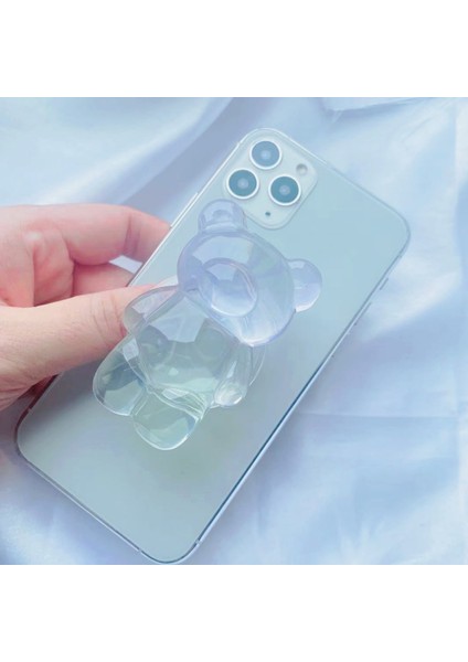 Cep Telefonu Kavrama Tutucu 3D Geri Çekilebilir Şeffaf Karikatür Ayı Katlanır Telefon Parmak Genişleyen Tv Izlemek Için Standı(Yurt Dışından) fiyatları