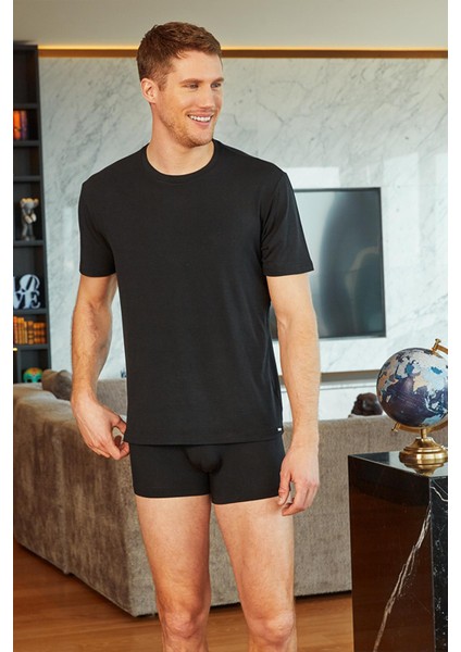 Erkek Silver Kısa Kol Siyah T-Shirt 9306 Blackspade