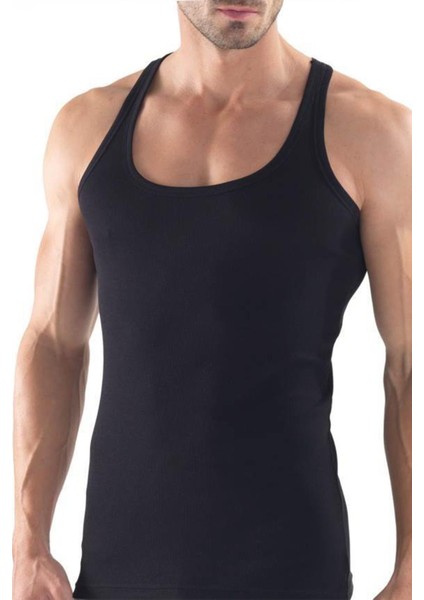 Erkek Sporcu Fitilli Kaşkorse Siyah Atlet 9340 Blackspade
