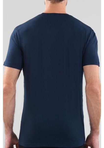 Erkek Silver Kısa Kol Lacivert T-Shirt 9306 Blackspade