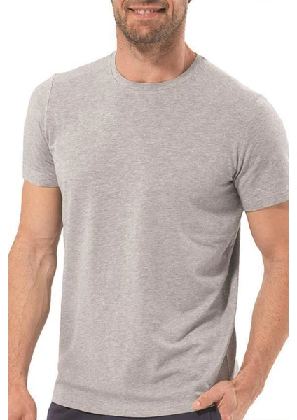 Erkek Silver Kısa Kol Gri T-Shirt 9306 Blackspade