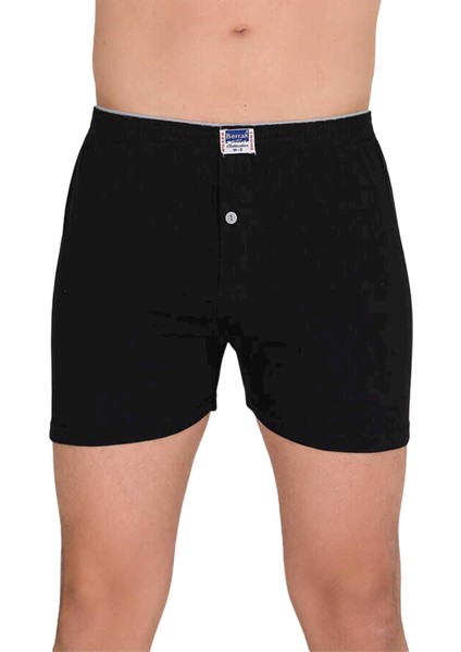 Erkek 3'lü %100 Pamuk Penye Boxer 1099 | Siyah