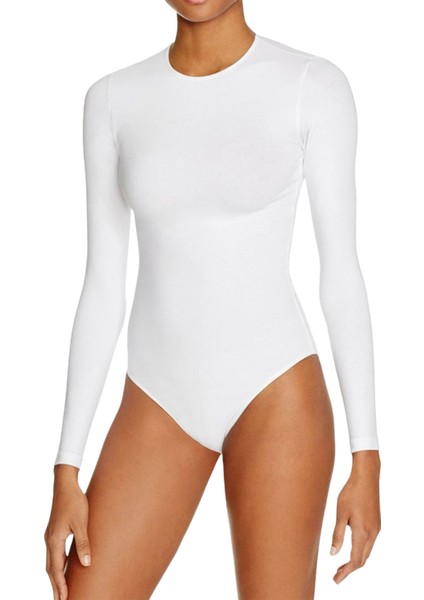 Kadın 2'li Yuvarlak Yaka Uzun Kollu Çıtçıtlı Body 6183 | Beyaz