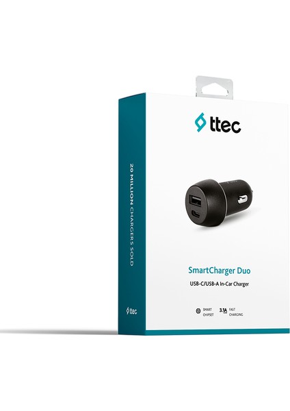 Smartcharger Duo 3.1A Araç Şarj Aleti Usb-C+Usb-A Çift Giriş