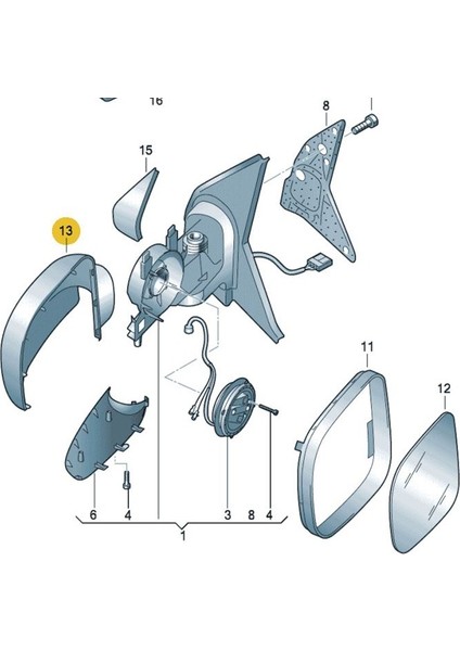Vw Volkswagen Caddy 2004-2010 Sağ Dış Dikiz Aynası Kapağı Siyah Plastik Tip 7H1857528A 7E1857528 fiyatları