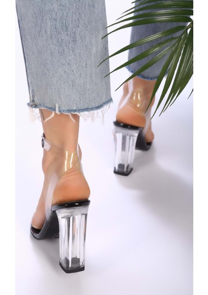 Kadın Siyah Şeffaf Topuklu Ayakkabı fırsatları