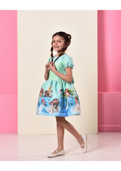 Eylul Elif Butik Moana Desen Kız Çocuk Elbise
