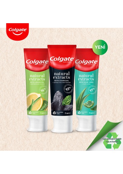 Natural Extracts Limon Yağı ve Aloe Vera Doğal Özlü Maksimum Ferahlık Diş Macunu 75 ml