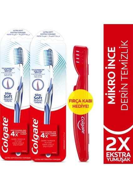 Mikro İnce Gelişmiş Ekstra Yumuşak Diş Fırçası x 2 Adet + Diş Fırçası Kabı