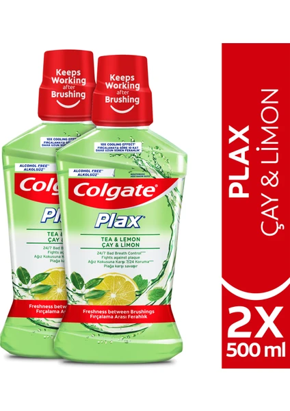 Plax Çay ve Limon Plağa Karşı Ağız Bakım Suyu 500 ml x 2 Adet