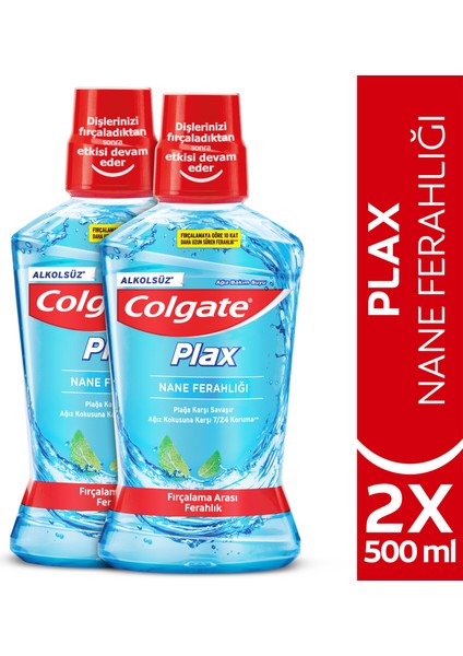 Plax Nane Ferahlığı Plağa Karşı Ağız Bakım Suyu 500 ml x 2 Adet