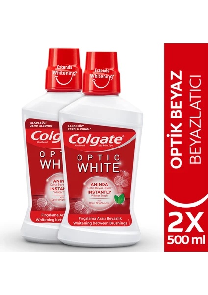 Optic White Beyazlatıcı Ağız Bakım Suyu 500 ml x 2 Adet