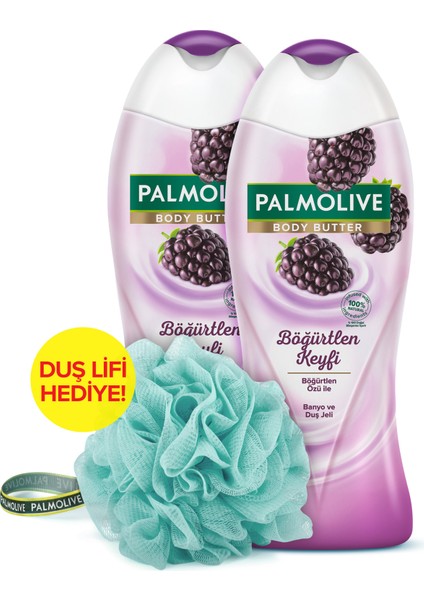 Body Butter Böğürtlen Keyfi Banyo ve Duş Jeli 500 ml x 2 Adet + Duş Lifi