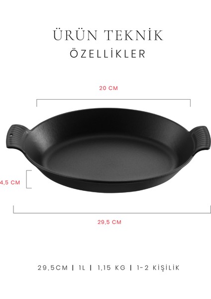 L'amour Döküm Kare Tava 30 cm. Kırmızı