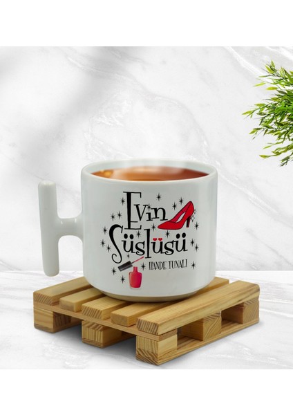 Kişiye Özel Evin Süslüsü Tasarımlı T Kulplu Beyaz Middle Kupa Bardak-2