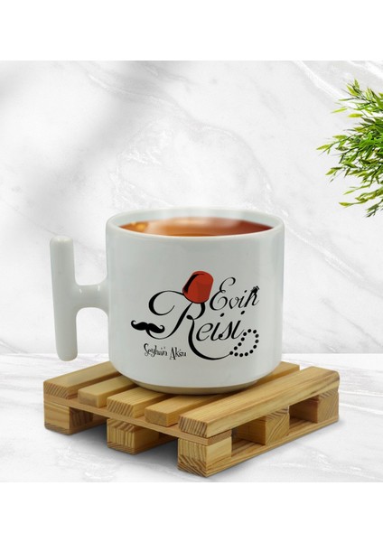 Kişiye Özel Evin Reisi Tasarımlı T Kulplu Beyaz Middle Kupa Bardak-1