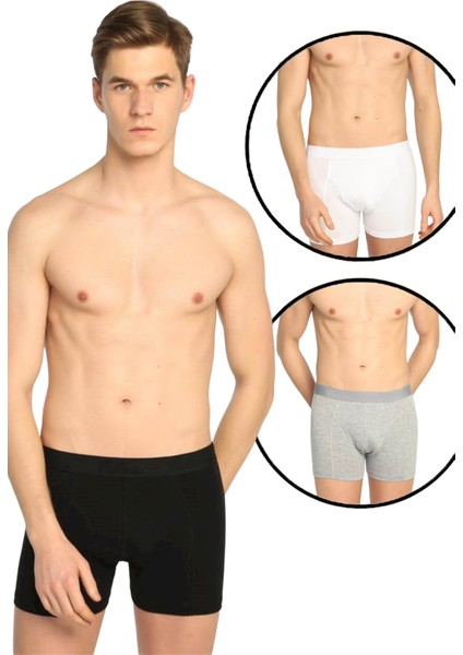 Erkek 3'lü Likralı Boxer | Çok Renkli