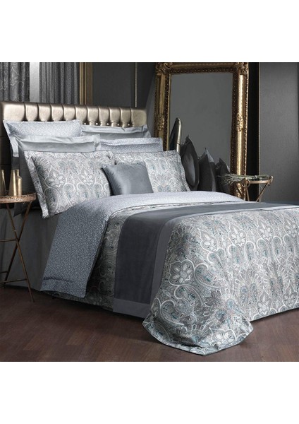 Isfahan Gri Çift Kişilik Pamuk Saten Nevresim Takımı