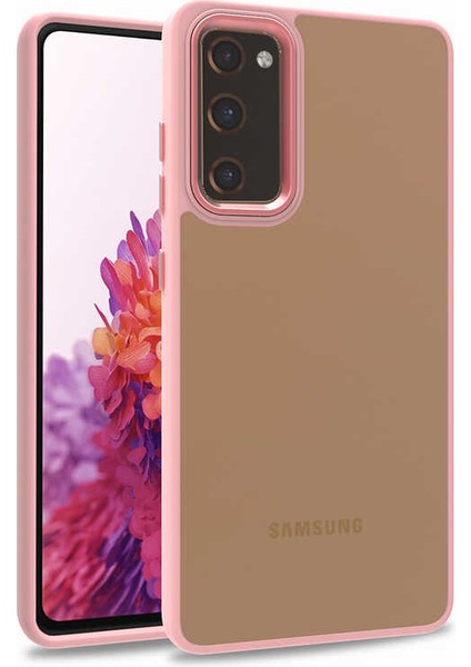 Samsung Galaxy S20 Fe Kapak Metal Kamera Korumalı Arkası Şeffaf Silikon Kılıf - Rose Gold