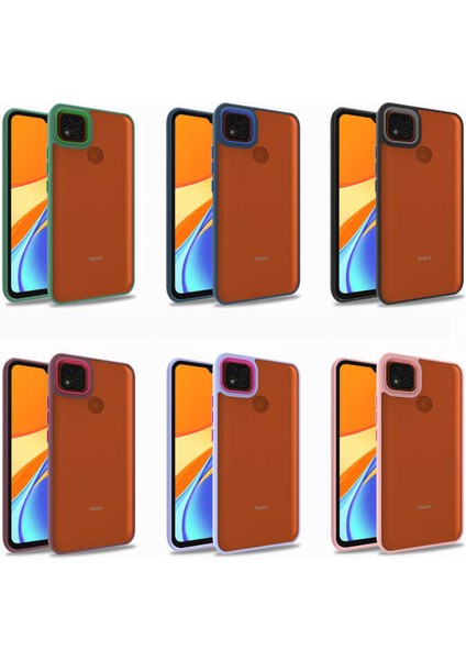 Xiaomi Redmi 9c Kapak Metal Kamera Korumalı Arkası Şeffaf Silikon Kılıf - Siyah