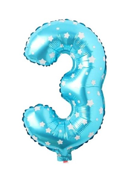 3 Rakam Folyo Mavi Balon 36 cm 16 Inc