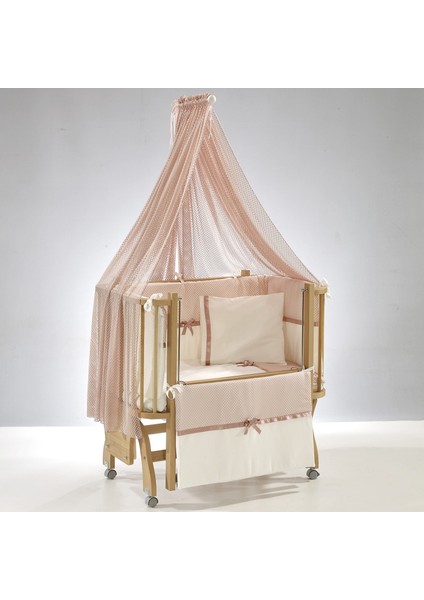 Meltem Smart Mood Sallanır Ahşap Anne Yanı Beşik - 50x90 cm (naturel-pembe)