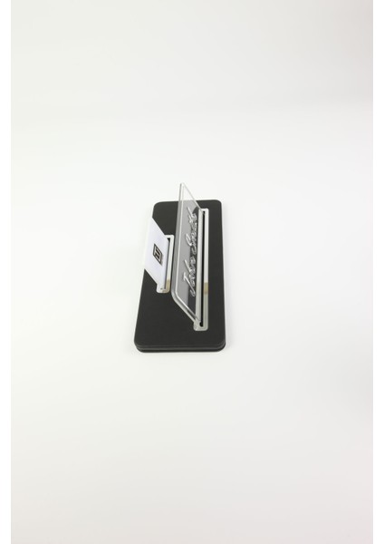 Deri Masa Isimliği Düz Siyah Krom Detaylı - Isimlik ve Kartvizitlik fırsatları