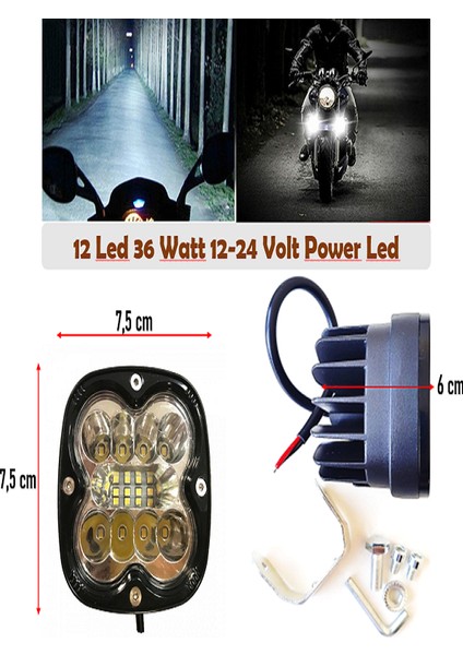 12 LED Projektör Sis Farı Araba Lamba Off Road Motosiklet RY313645