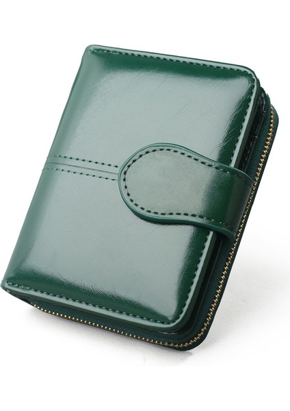 Deri Küçük Kart Sahibi Kısa Debriyaj Üç Katlı Fermuarlı Madeni Para Çantası Cüzdan (Yurt Dışından)