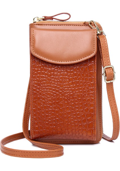 Yeni Çok Fonksiyonlu Crossbody Dikey Kapak Mini Tek Omuz Timsah Desenli Bozuk Para Çantası (Yurt Dışından)