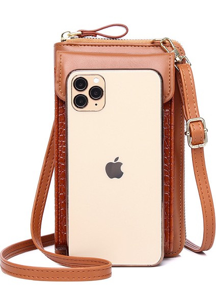 Yeni Çok Fonksiyonlu Crossbody Dikey Kapak Mini Tek Omuz Timsah Desenli Bozuk Para Çantası (Yurt Dışından)