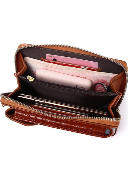 Yeni Çok Fonksiyonlu Crossbody Dikey Kapak Mini Tek Omuz Timsah Desenli Bozuk Para Çantası (Yurt Dışından)