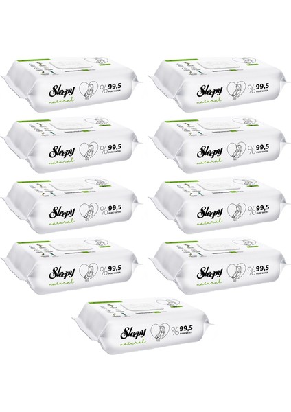 Islak Havlu Mendil 90 Yaprak Natural Yenidoğan 9 Lu Set 810 Yaprak Plastik Kapaklı