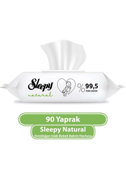 Islak Havlu Mendil 90 Yaprak Natural Yenidoğan 3 Lü Set 270 Yaprak Plastik Kapaklı