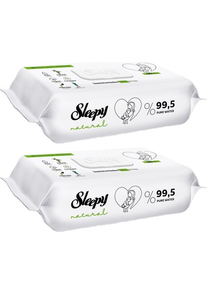 Islak Havlu Mendil 90 Yaprak Natural Yenidoğan 2 Li Set 180 Yaprak Plastik Kapaklı