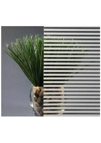 Çizilmez Cam Kumlama Dekoratif Çizgili Cam Folyosu 100 cm x 3 Metre