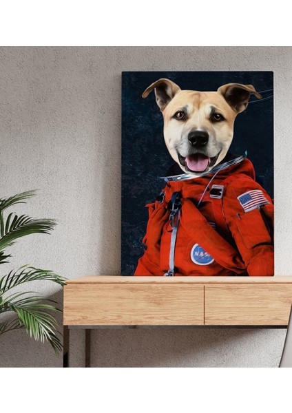 Evcil Dostlara Özel Astronot Tasarımlı Portre Kanvas Tablo 30X50CM-1