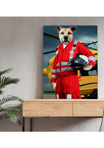 Evcil Dostlara Özel Ambulans Paramedik Tasarımlı Portre Kanvas Tablo 30X50CM-1