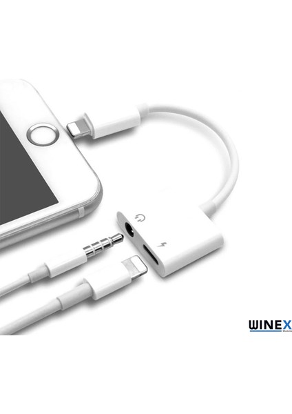 2in1 Lightning To 3.5mm+Lightning Şarj Adaptör Dönüştürücü