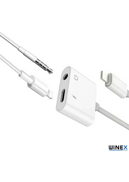 2in1 Lightning To 3.5mm+Lightning Şarj Adaptör Dönüştürücü