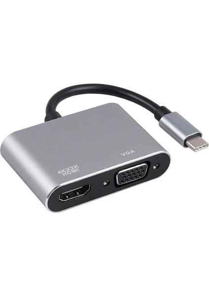 2in1 Type-C To 4K HDMI + VGA Çevirici ve Dönüştürücü Adaptör