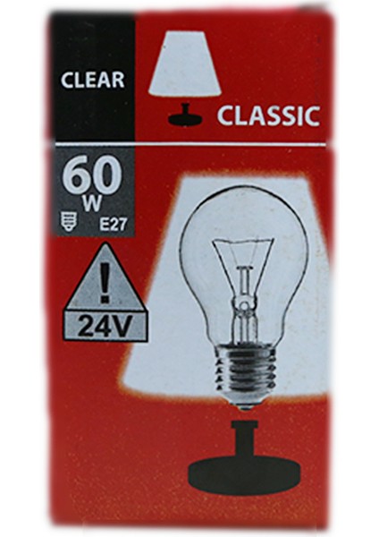 60W 24V 2800K E27 Halojen Normal Ampul 5 Adet