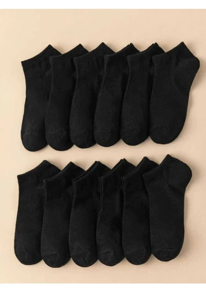 Black Arden Socks 10'lu Düz Siyah  Bayan Patik