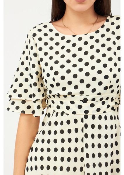 Bej Puantiyeli Elbise fırsatları