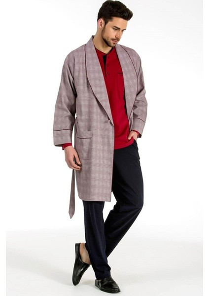 5540 Damat Çeyiz Şortlu Bordo Pijama & Robdöşambır 5li Set