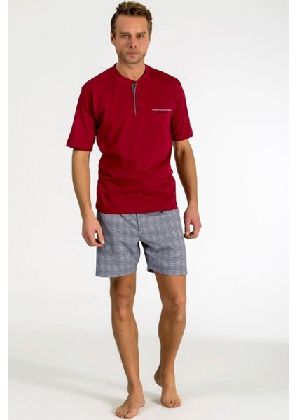5540 Damat Çeyiz Şortlu Bordo Pijama & Robdöşambır 5li Set