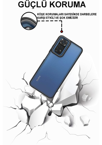 Xiaomi Redmi Note 10 Kapak Metal Kamera Korumalı Arkası Şeffaf Silikon Kılıf - Siyah modelleri