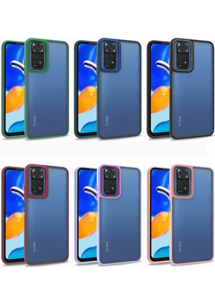 Case World Xiaomi Redmi Note 11 Global ile Uyumlu Kapak Metal Kamera Korumalı Arkası Şeffaf Silikon ile Uyumlu Kılıf - Yeşil