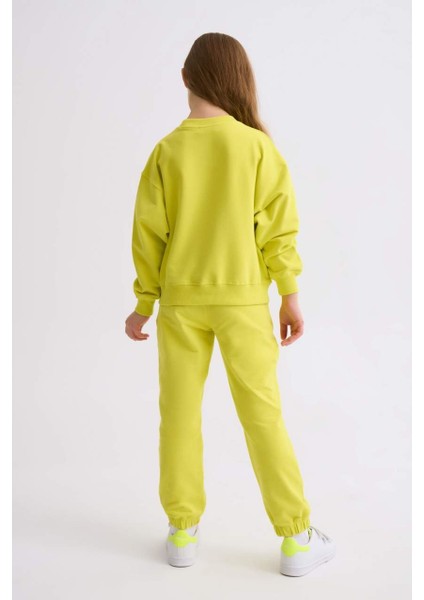 Organik Uzun Kollu Kız Çocuk Sweatshirt - Sarı - 8-10